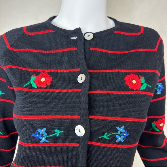 Alix International 60s Wool VTG Italian Floral Cardigan - Picture 10 of 14